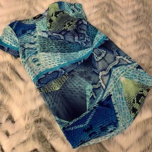 Lulu’s Blue Snake Print Shift Dress